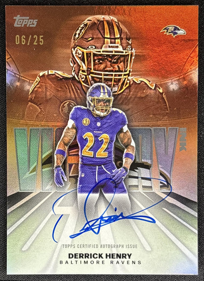 Derrick Henry 2026 Topps Victory Ink Auto Orange Foil /25 Ravens