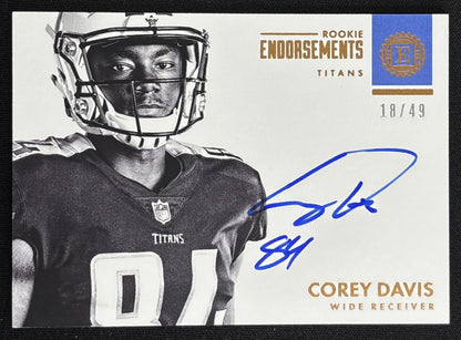 Corey Davis 2017 Panini Encased Rookie Endorsements /49 Titans front