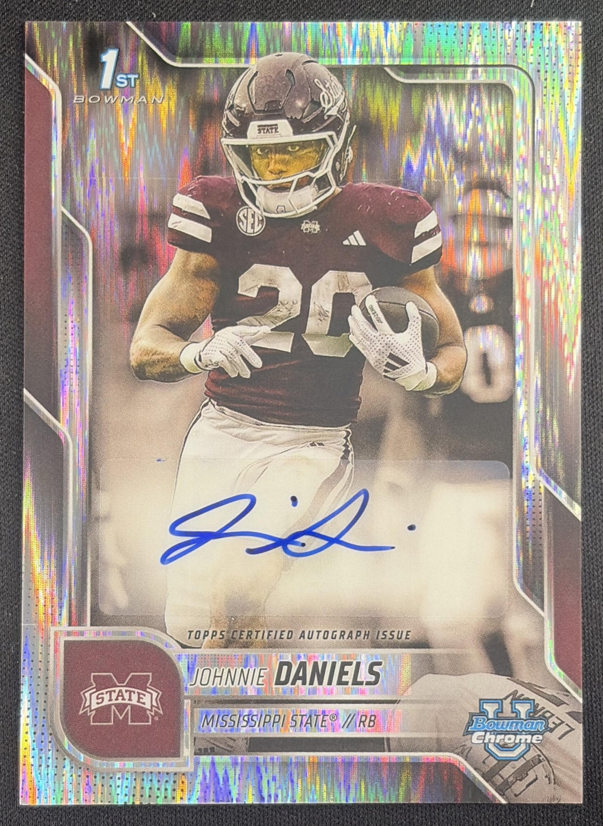 Johnnie Daniels 2025 Bowman Chrome University Prospect Auto Stealth Refractor Bulldogs