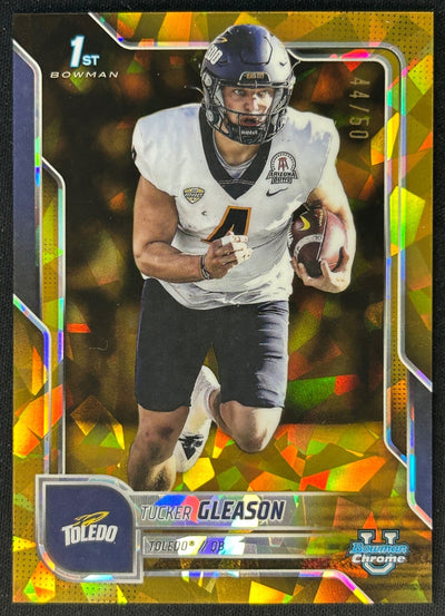 Tucker Gleason 2025 Chrome University Sapphire Prospect Gold Refractor /50 Rockets - front