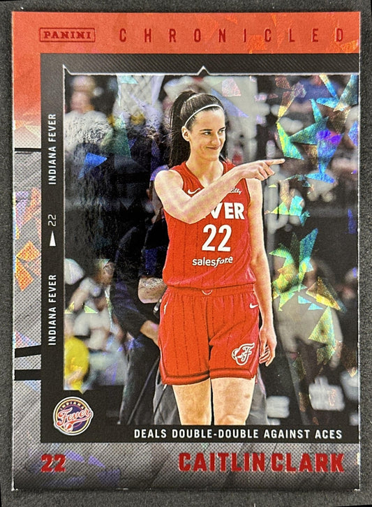 Caitlin Clark 2025 Panini Chronicled WNBA Red Cracked Ice Fever 33 Indiana Fever