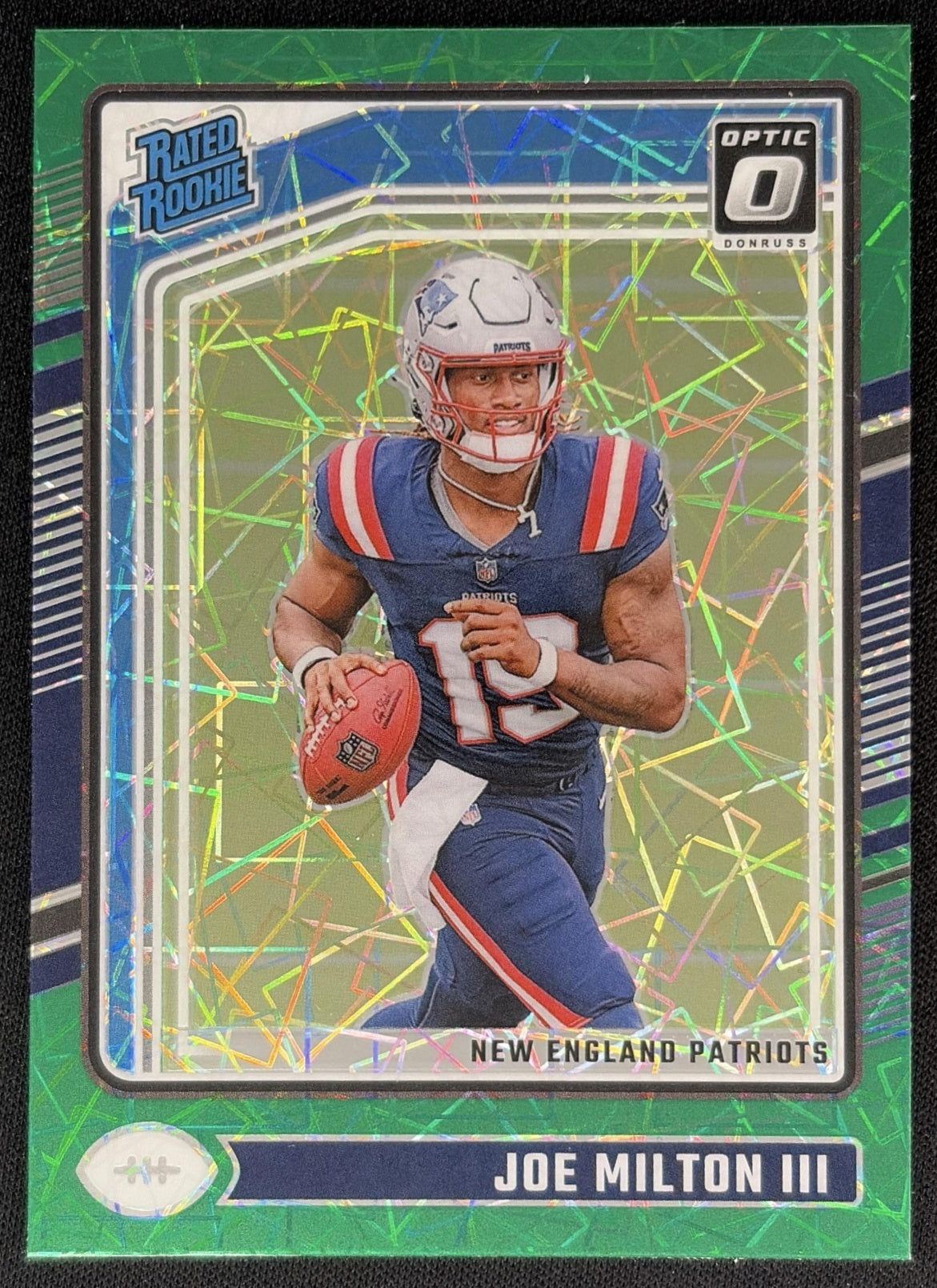 Joe Milton III 2024 Panini Donruss Optic Green Velocity Patriots Sports Trading Cards