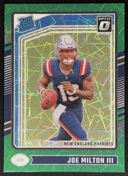 Joe Milton III 2024 Panini Donruss Optic Green Velocity Patriots Sports Trading Cards