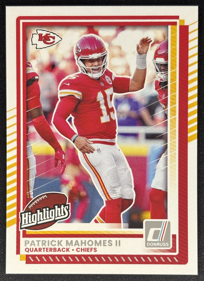 Patrick Mahomes II 2025 Panini Donruss Rookies & Highlights Chiefs Sports Trading Cards
