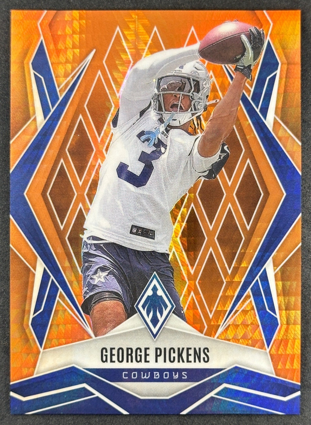 George Pickens 2025 Panini Phoenix Orange Hyper Prizm /99 Cowboys front