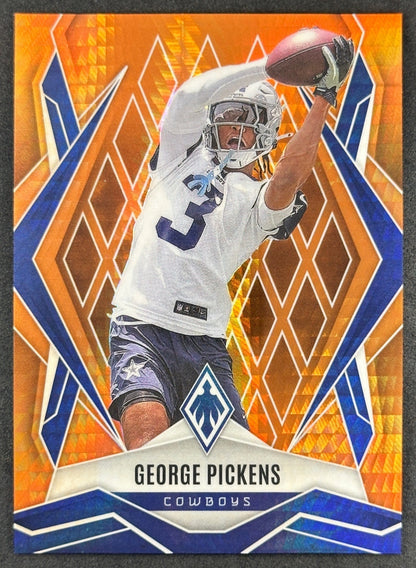 George Pickens 2025 Panini Phoenix Orange Hyper Prizm /99 Cowboys front