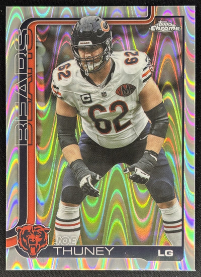 Joe Thuney 2025 Topps Chrome RayWave Refractor Bears Sports Trading Cards