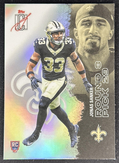 Jonas Sanker 2025 Topps Signature Class Chrome Rookie White Refractor Saints front