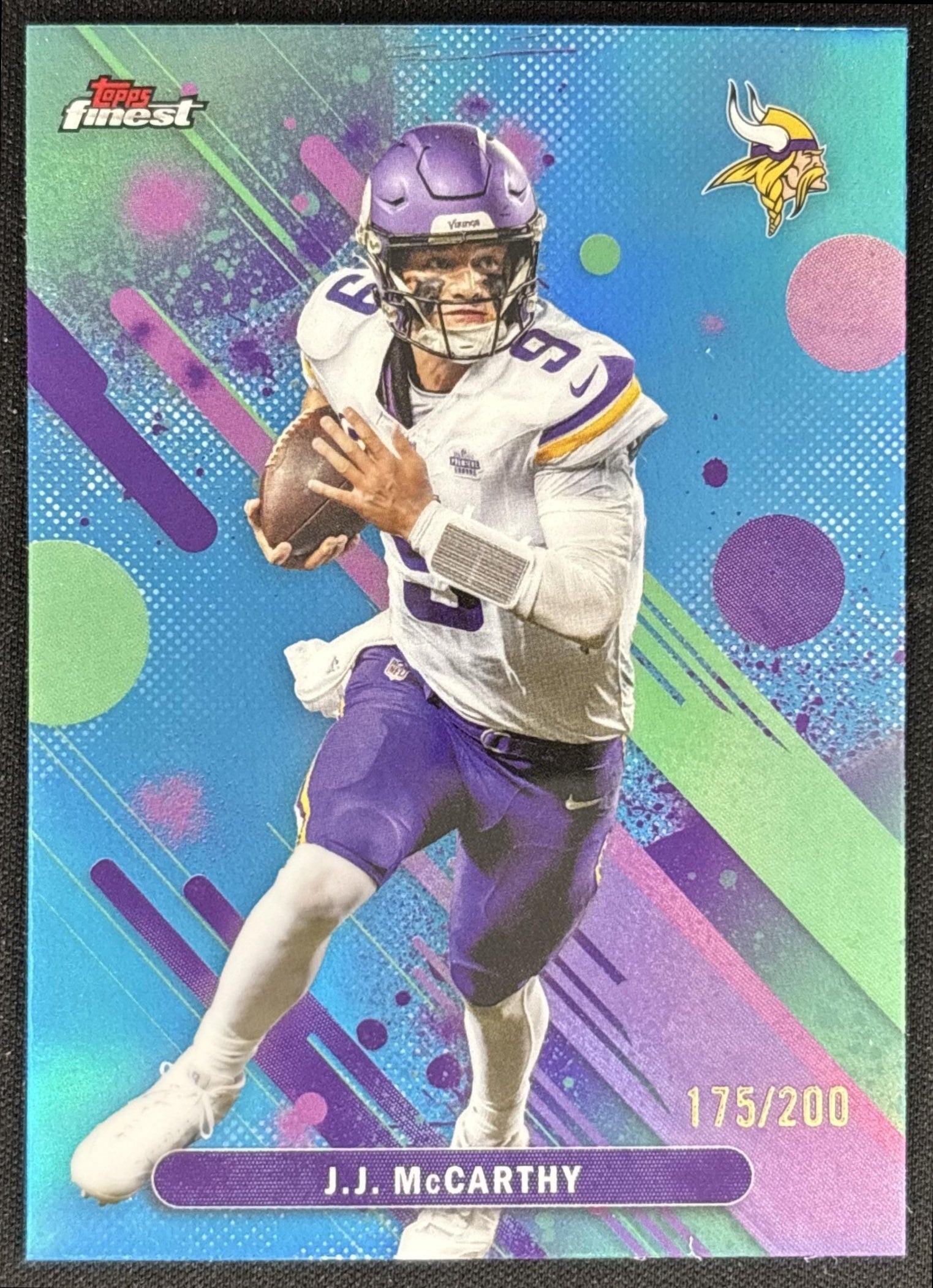 J.J. McCarthy 2025 Topps Finest Blue Refractor /200 Vikings