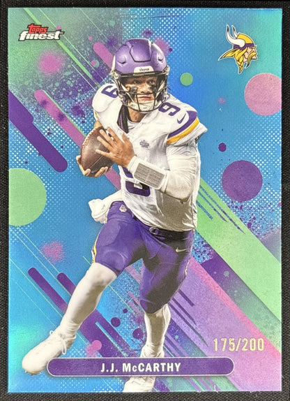J.J. McCarthy 2025 Topps Finest Blue Refractor /200 Vikings