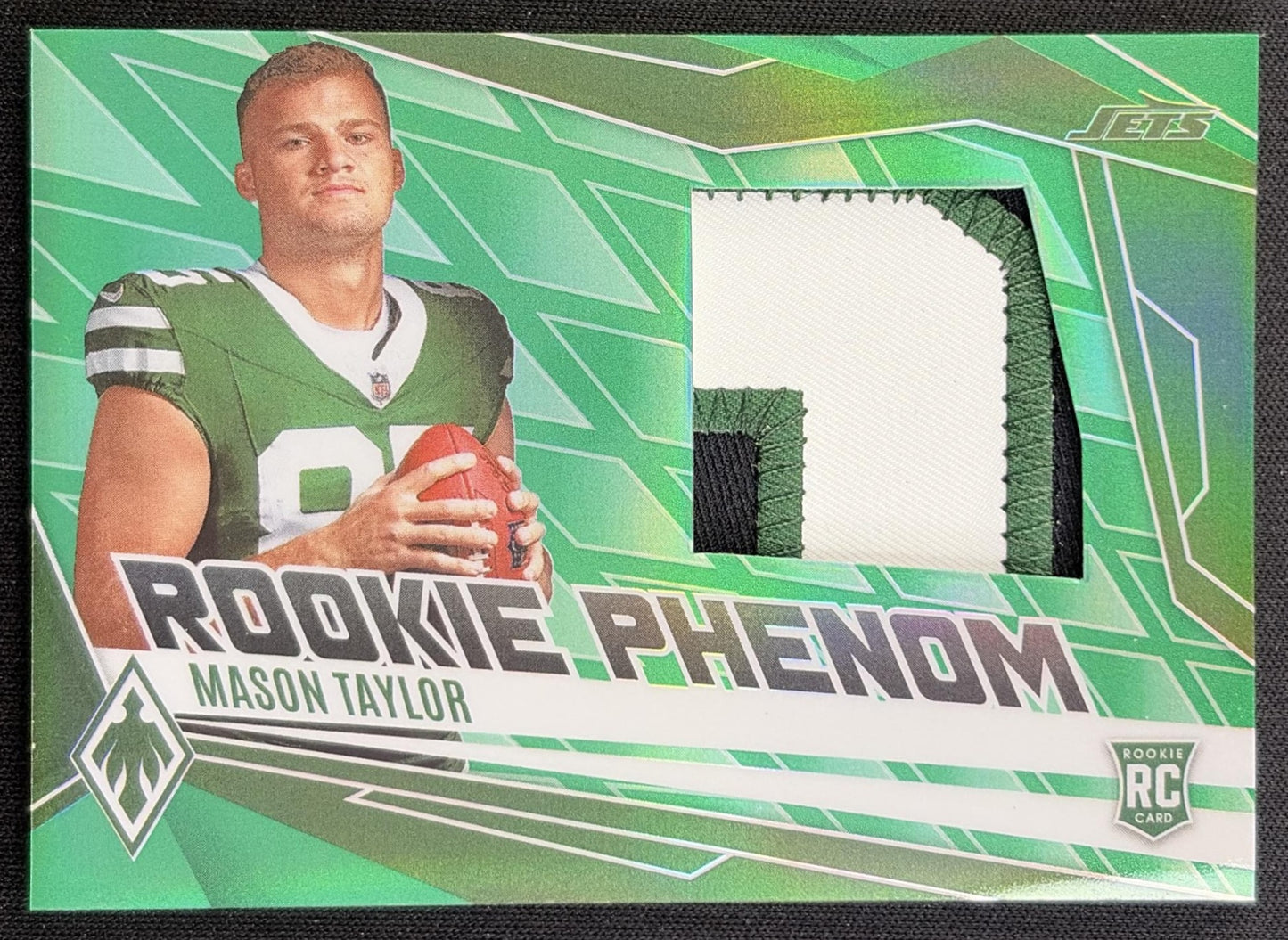 Mason Taylor 2025 Panini Phoenix Rookie Phenom Jersey Green Prizm /99 Jets
