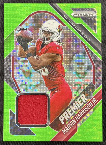 Marvin Harrison Jr. 2025 Panini Prizm Premier Jerseys Neon Green Pulsar Cardinals