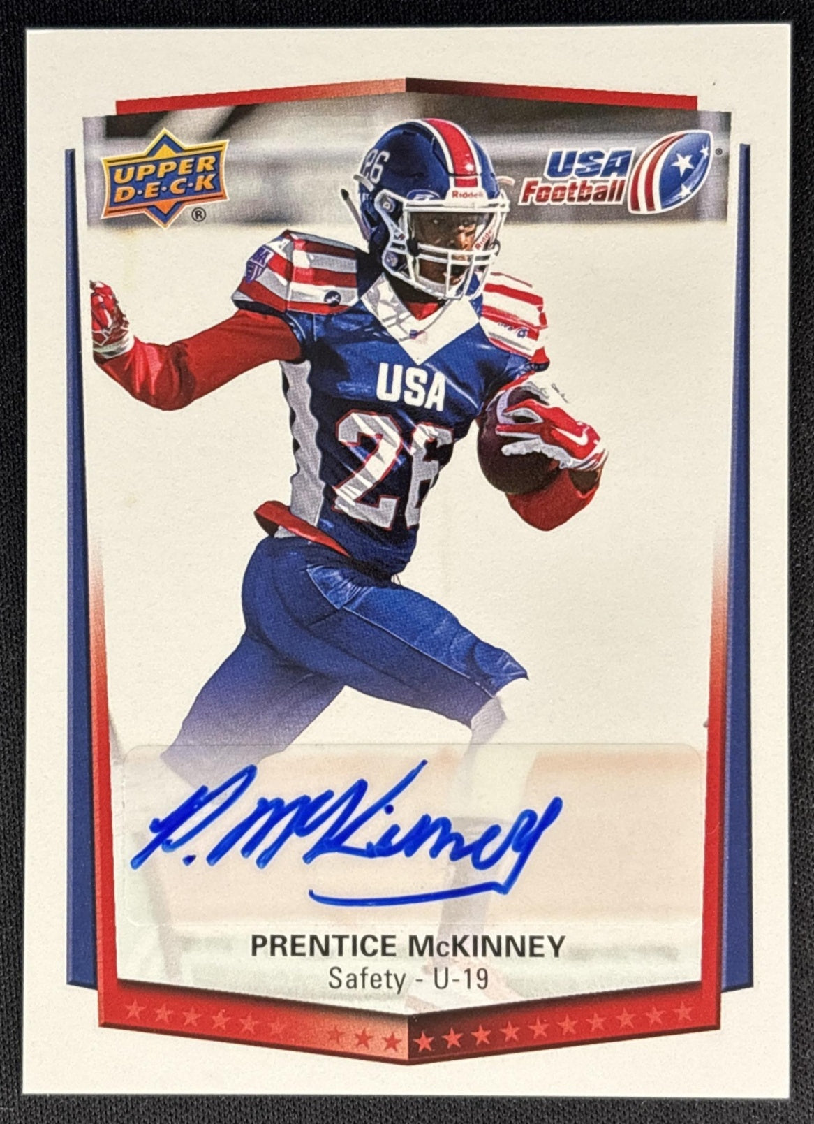 Prentice McKinney 2015 Upper Deck USA Football Auto front