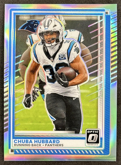Chuba Hubbard 2025 Panini Donruss Optic Holo Prizm Panthers Front