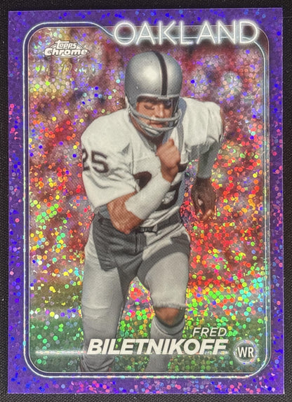 Fred Biletnikoff 2024 Topps Chrome Purple Speckle Refractor /275 Raiders Oakland Raiders Default Title Sports Trading Cards