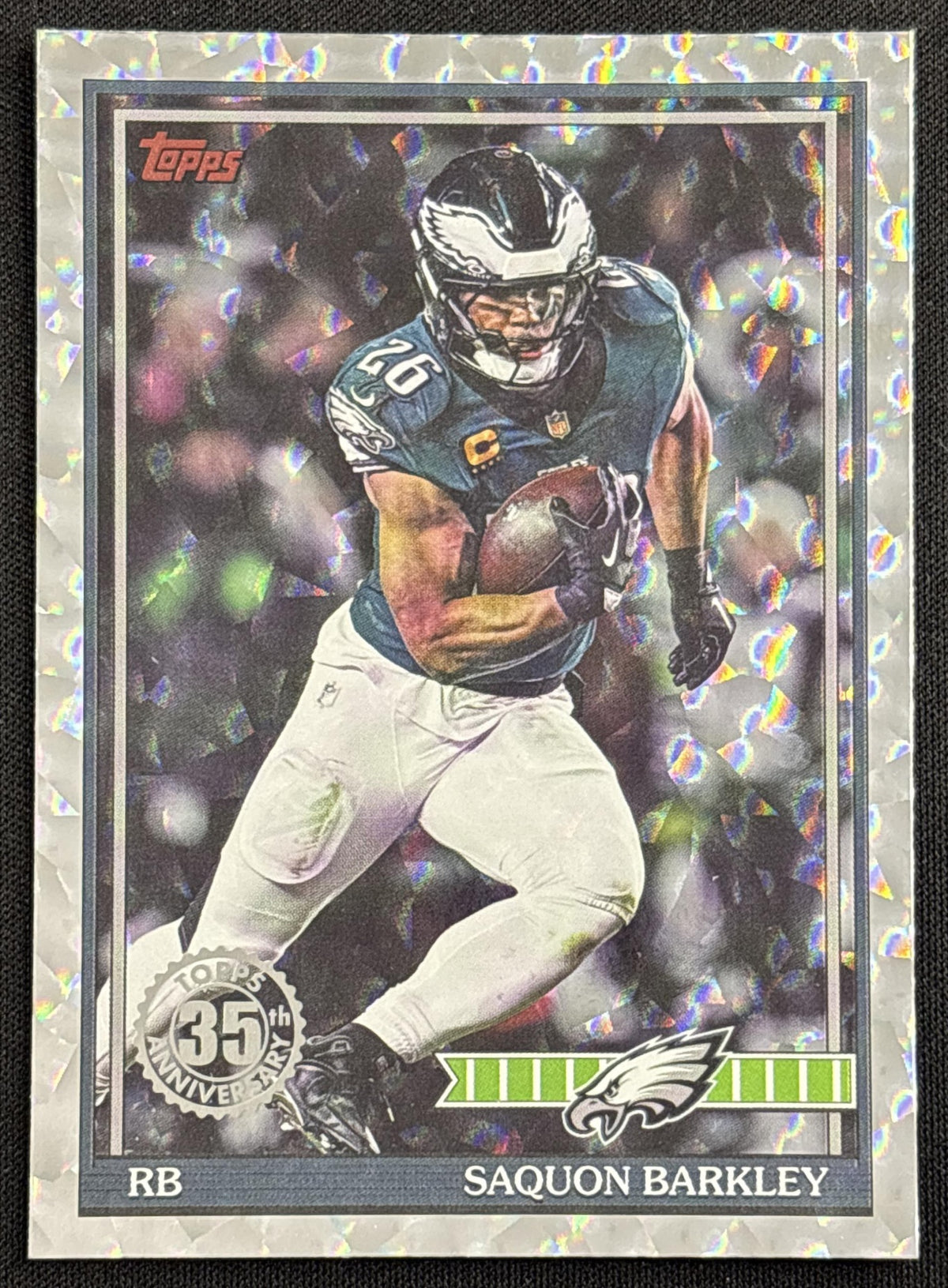 Saquon Barkley 2026 Topps 1991 Crackle Foil Eagles Philadelphia Eagles Sports Trading Card