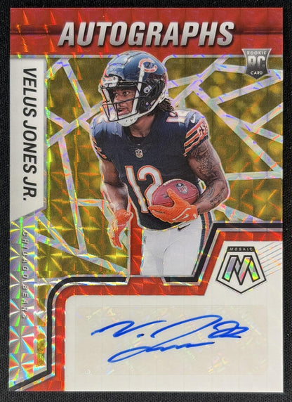 Velus Jones Jr. 2022 Panini Mosaic Rookie Auto Mosaic Bears Sports Trading Cards