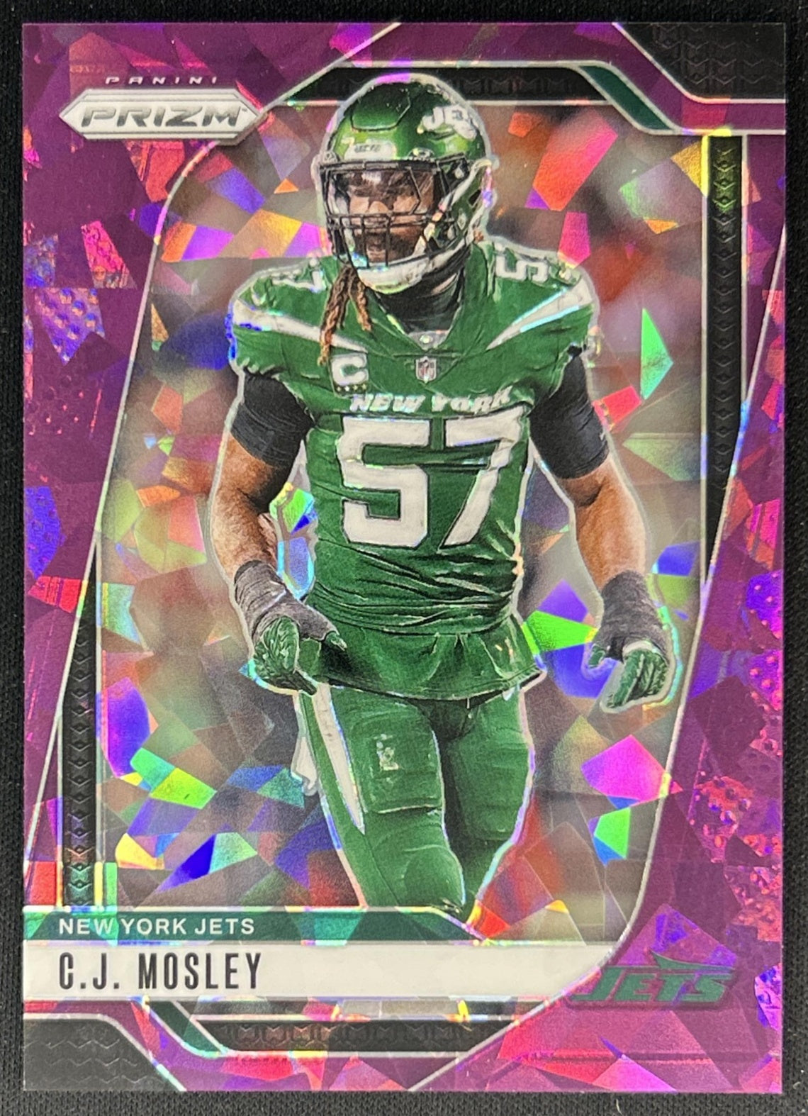 C.J. Mosley 2024 Panini Prizm Purple Ice /225 Jets front