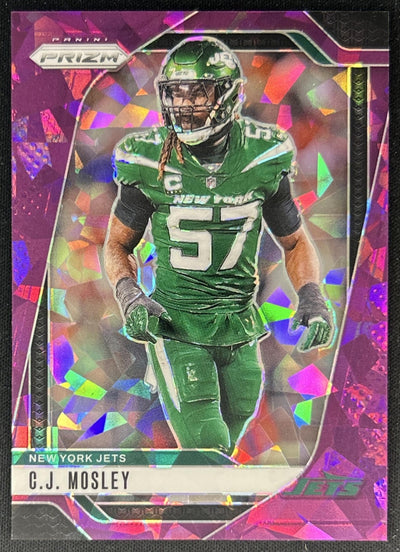 C.J. Mosley 2024 Panini Prizm Purple Ice /225 Jets Sports Trading Cards