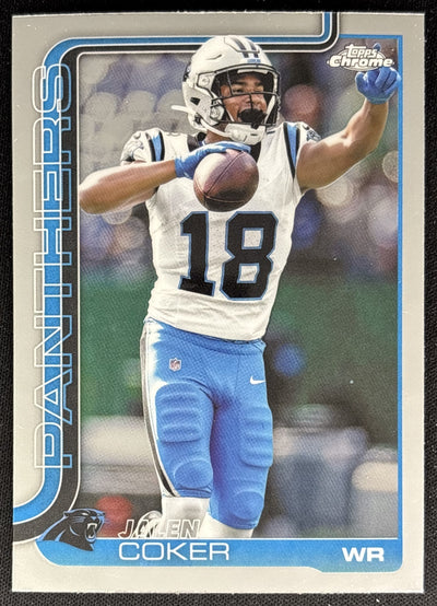 Jalen Coker 2025 Topps Chrome Panthers Sports Trading Cards