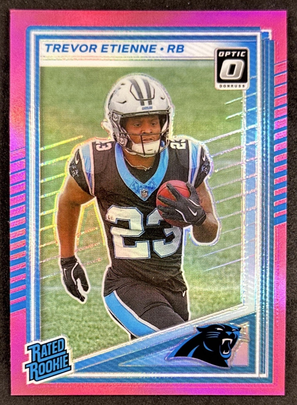 Trevor Etienne 2025 Panini Donruss Optic Rated Rookie Preview Pink Panthers front