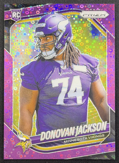 Donovan Jackson 2025 Panini Prizm No Huddle Purple /75 Vikings Minnesota Vikings