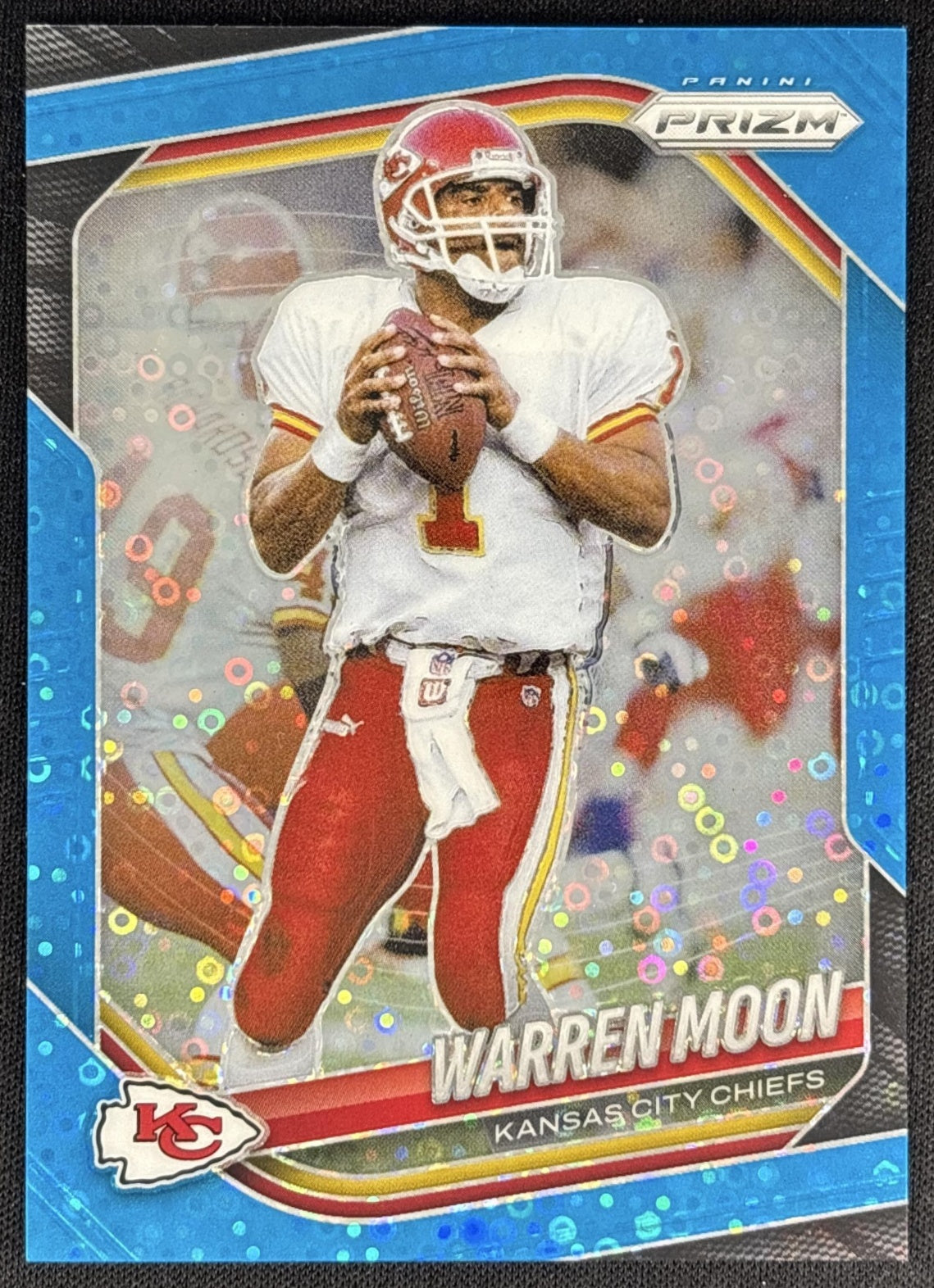 Warren Moon 2025 Panini Prizm No Huddle Blue /125 Chiefs front