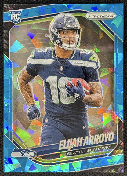 Elijah Arroyo 2025 Panini Prizm Blue Ice /99 Seahawks front