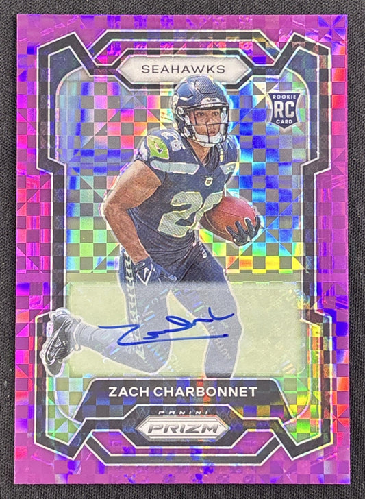 Zach Charbonnet 2023 Panini Prizm Rookie Auto Purple Power /49 Seahawks