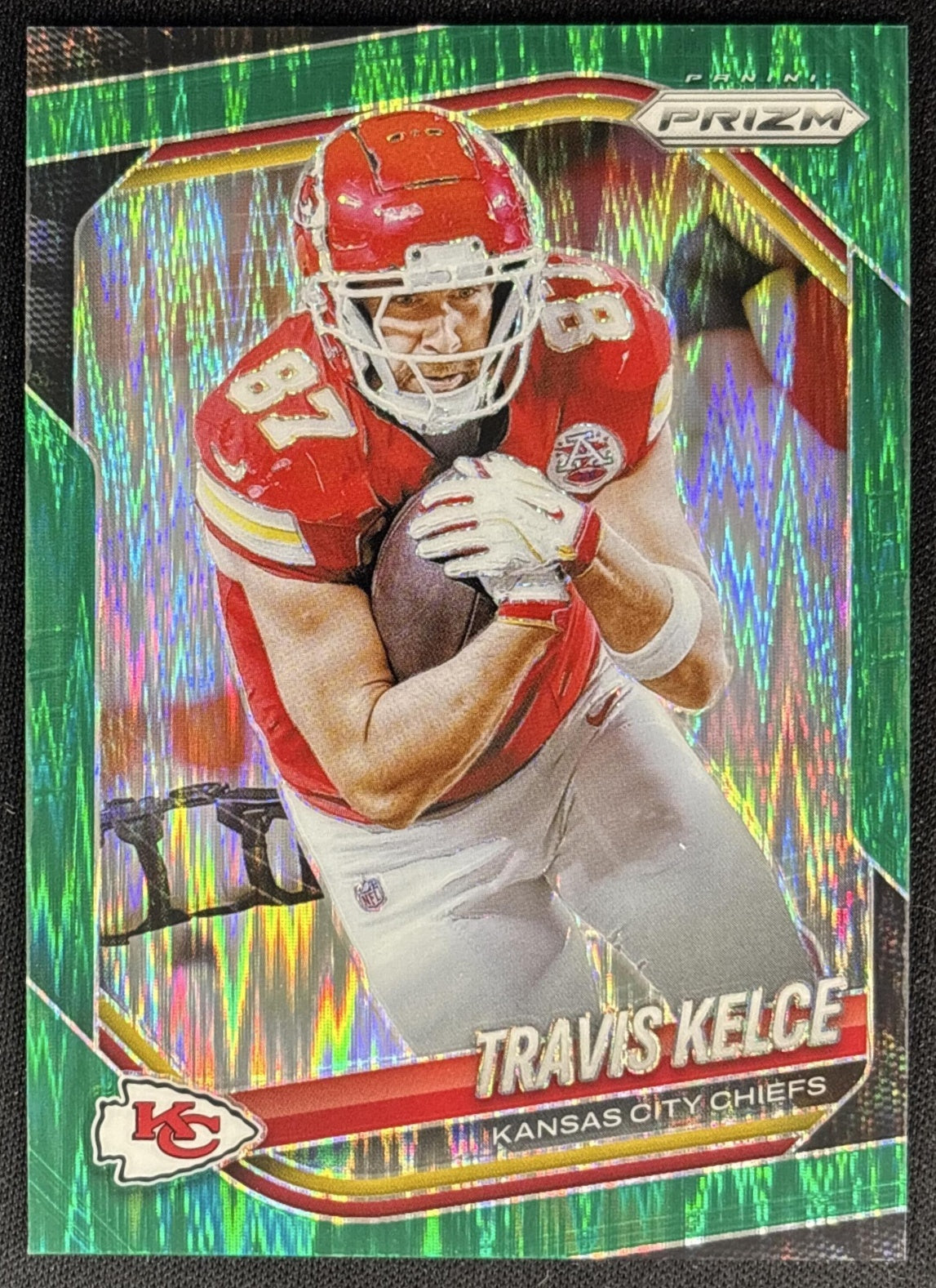 Travis Kelce 2025 Panini Prizm Green Flash Chiefs