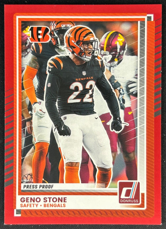 Geno Stone 2025 Panini Donruss Press Proof Red Bengals Sports Trading Cards