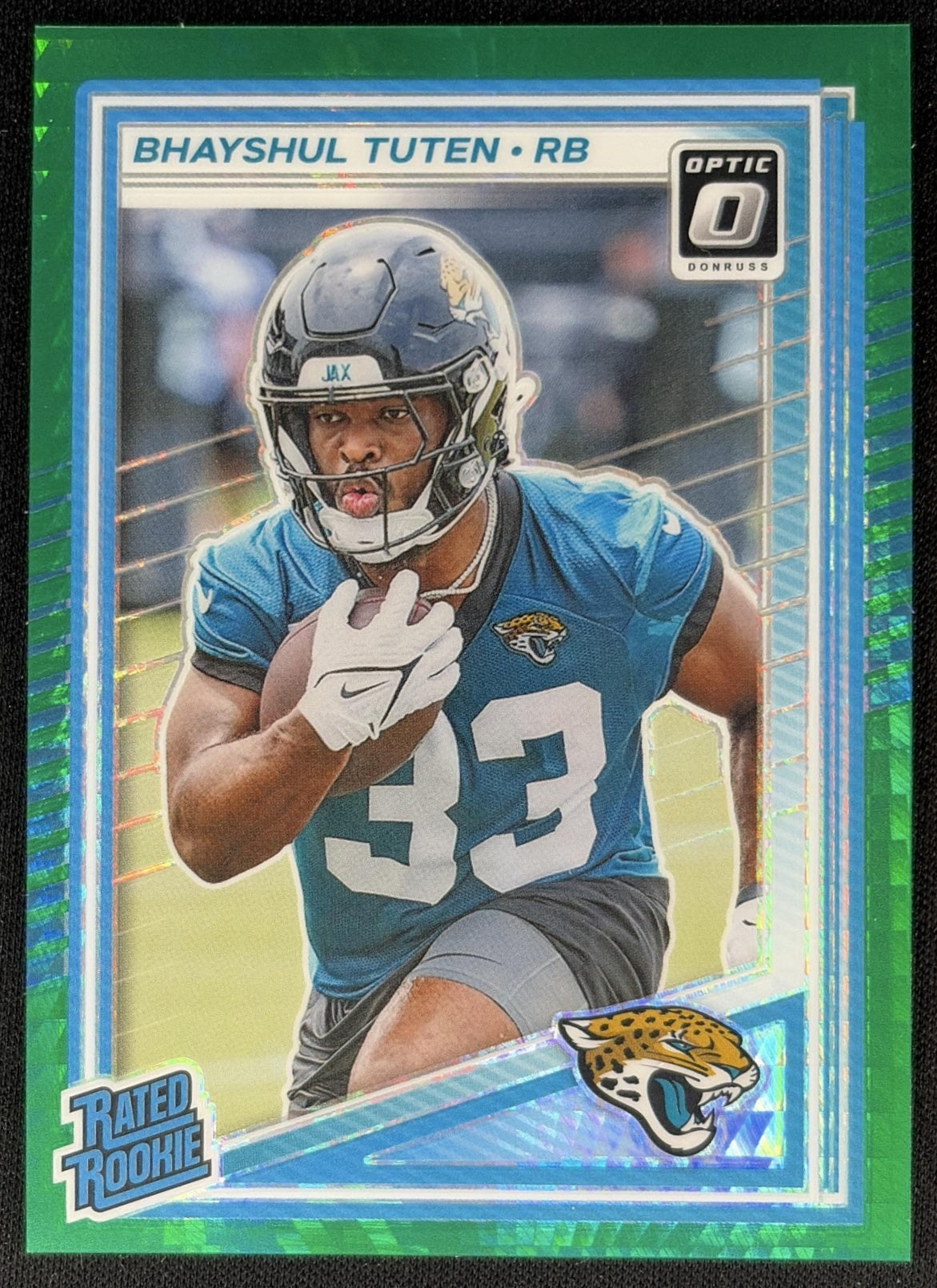 Bhayshul Tuten 2025 Panini Donruss Optic Rated Rookie Green Hyper Prizm Jaguars Sports Trading Cards