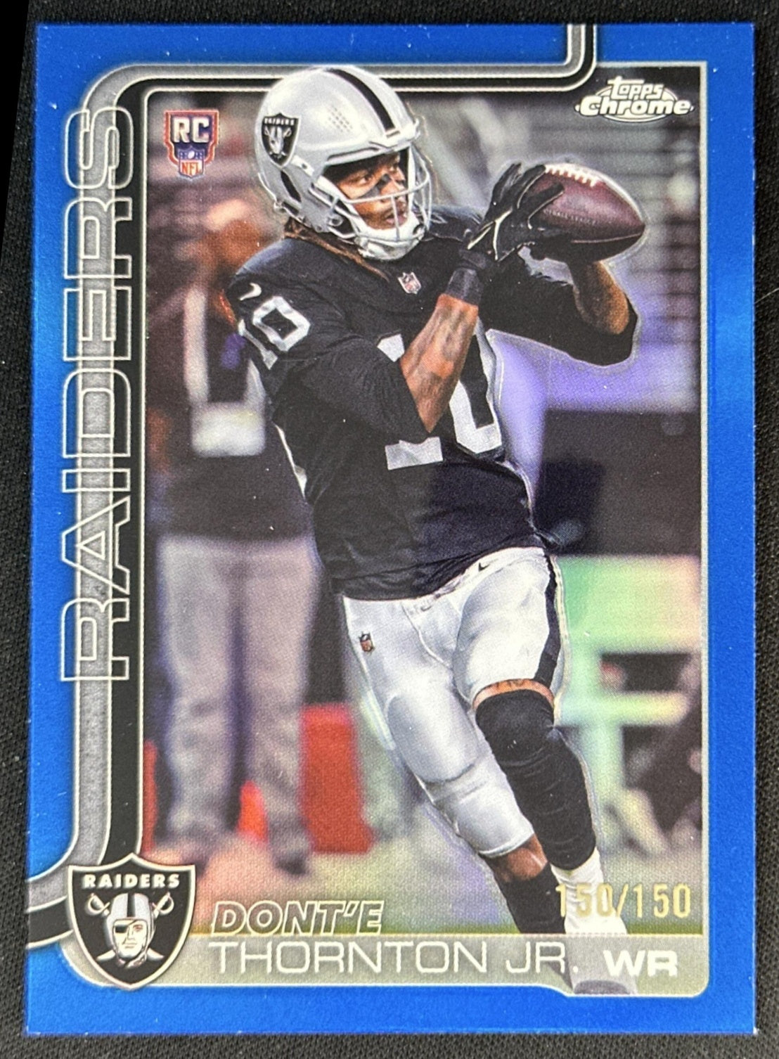 Dont'e Thornton Jr. 2025 Topps Chrome Rookie Blue Refractor /150 Raiders
