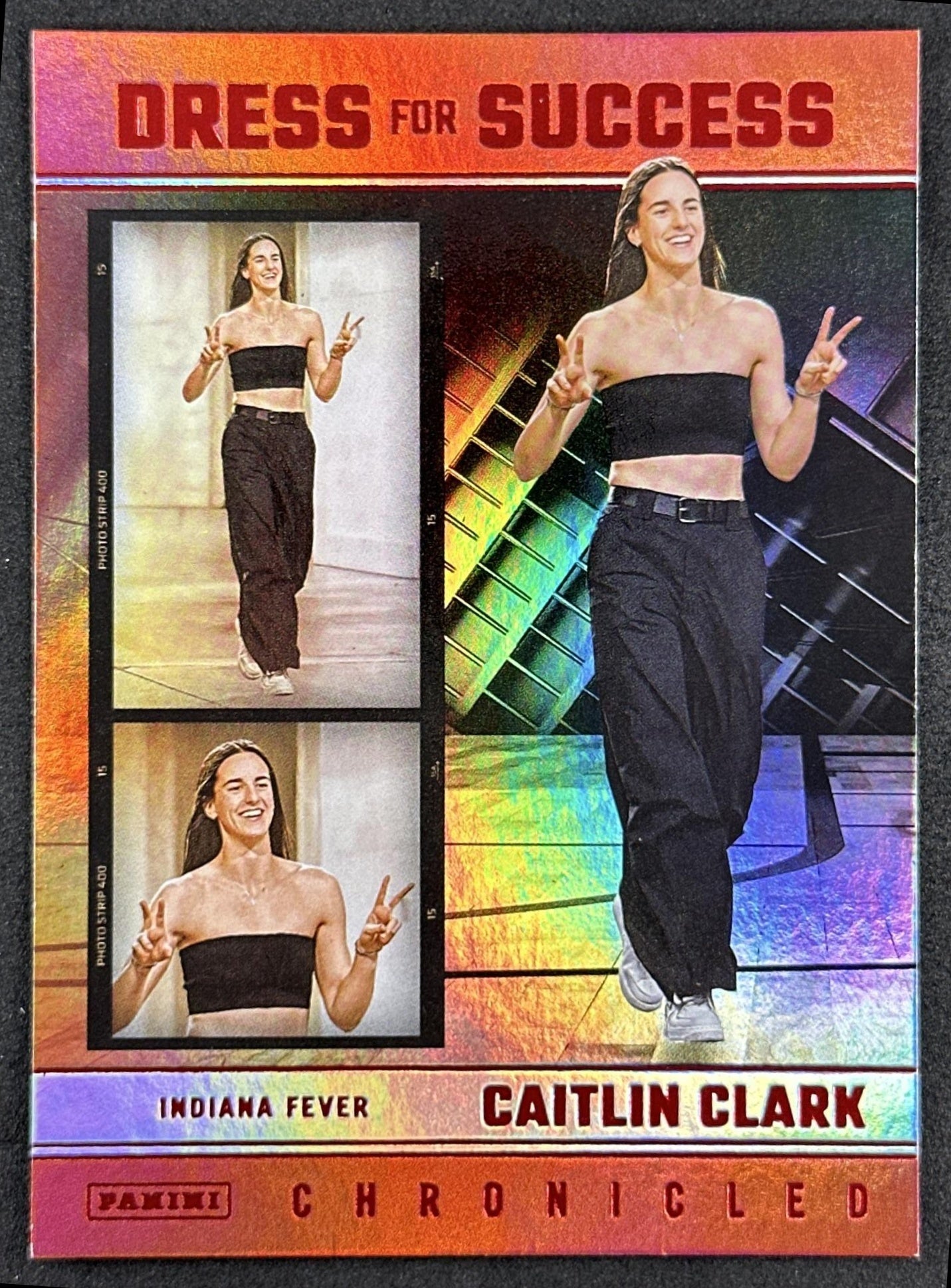 Caitlin Clark 2025 Panini Chronicled Dress For Success Red Holo Fever 68 Indiana Fever