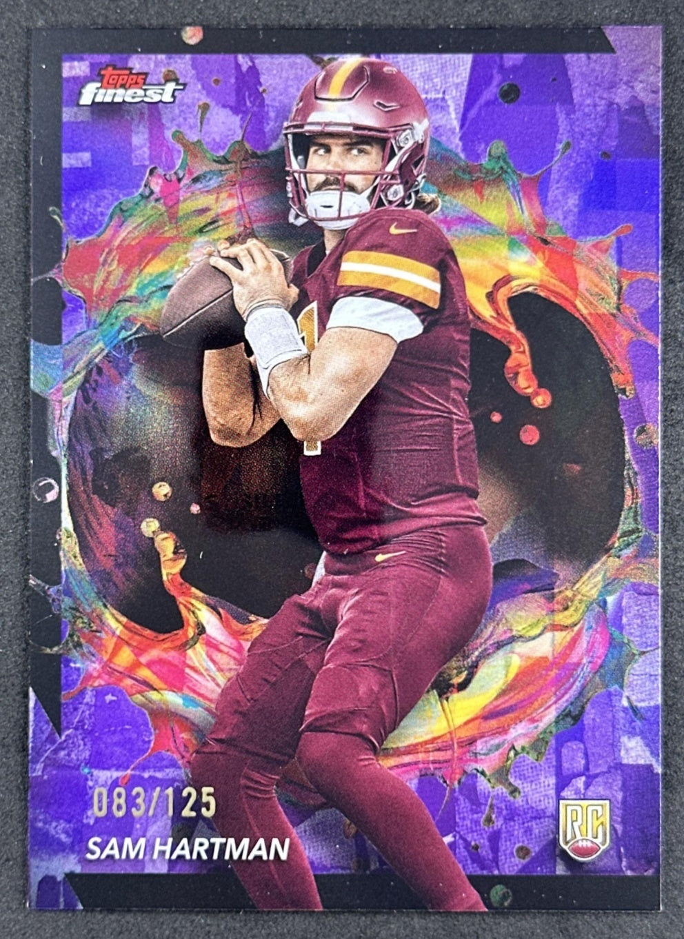 Sam Hartman 2024 Topps Finest Purple Refractor /125 Commanders