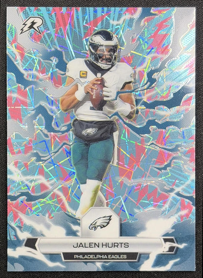 Jalen Hurts 2025 Topps Resurgence Sky Blue and Pink Shock Refractor Eagles
