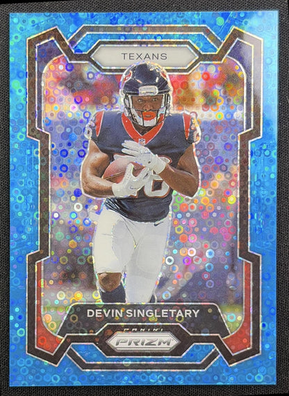 Devin Singletary 2023 Panini Prizm No Huddle Blue /95 Texans front
