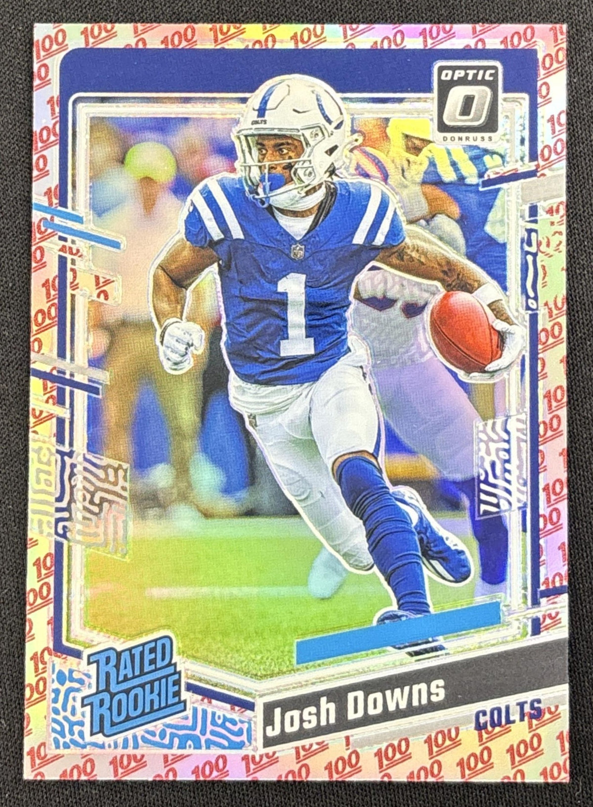 Josh Downs 2023 Panini Donruss Optic One Hundred Emoji Prizm Colts