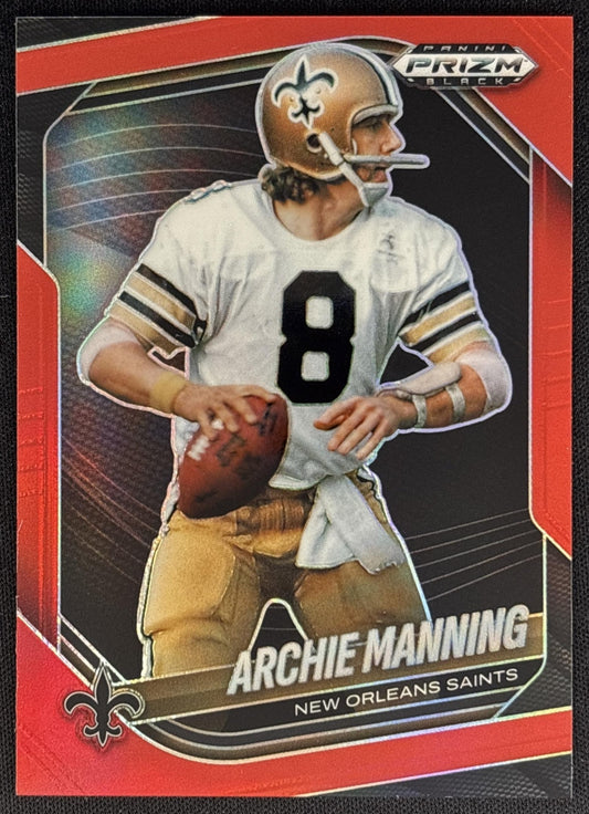 Archie Manning 2025 Panini Prizm Black Red /299 Saints