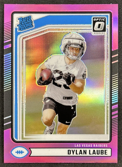 Dylan Laube 2024 Panini Donruss Optic Pink Preview Raiders Sports Trading Cards