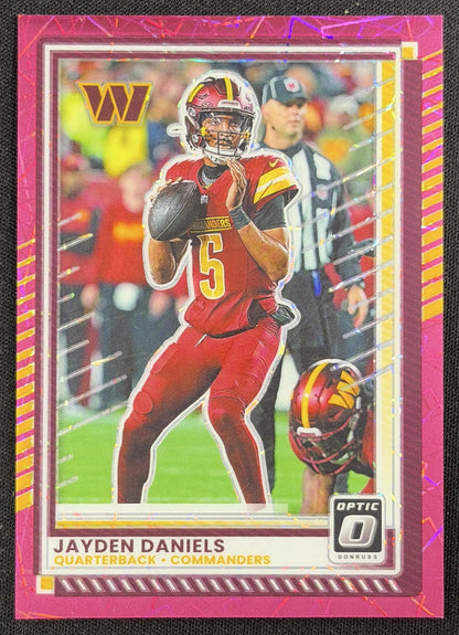 Jayden Daniels 2025 Panini Donruss Optic Pink Velocity Prizm /99 Commanders
