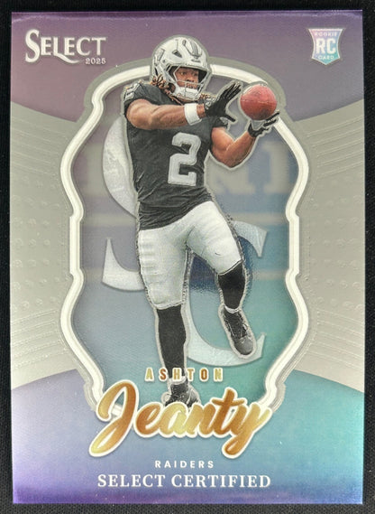 Ashton Jeanty 2025 Panini Select Certified Rookies Raiders Sports Trading Cards