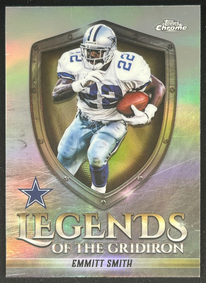 Emmitt Smith 2025 Topps Chrome Legends of the Gridiron Refractor Cowboys Sports Trading Card