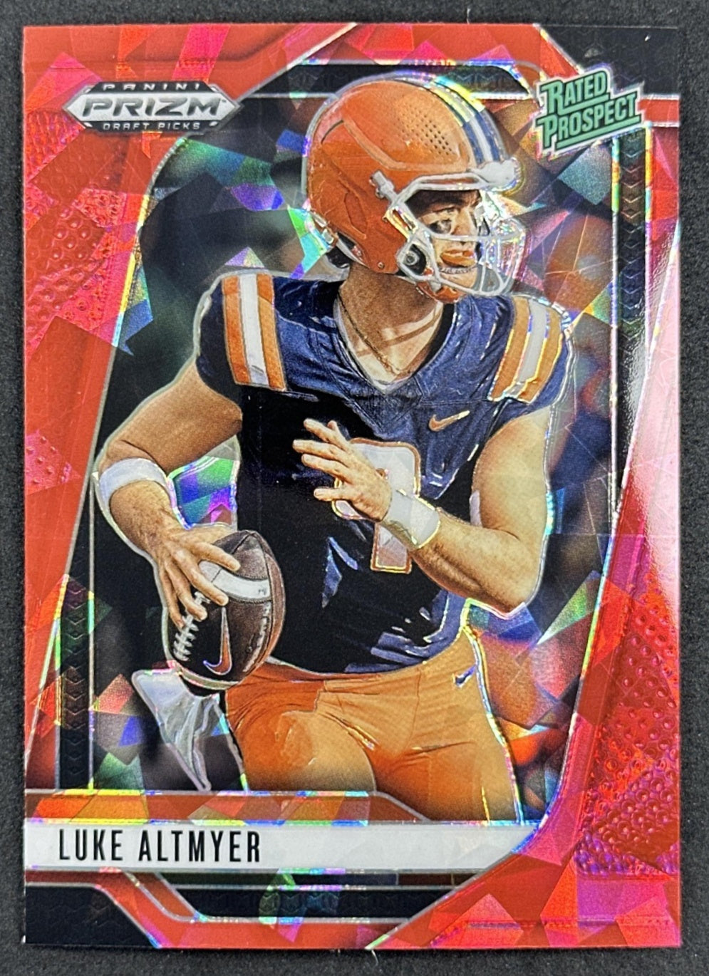 Luke Altmyer 2025 Panini Prizm Draft Picks Red Ice Fighting Illini Lions - Front