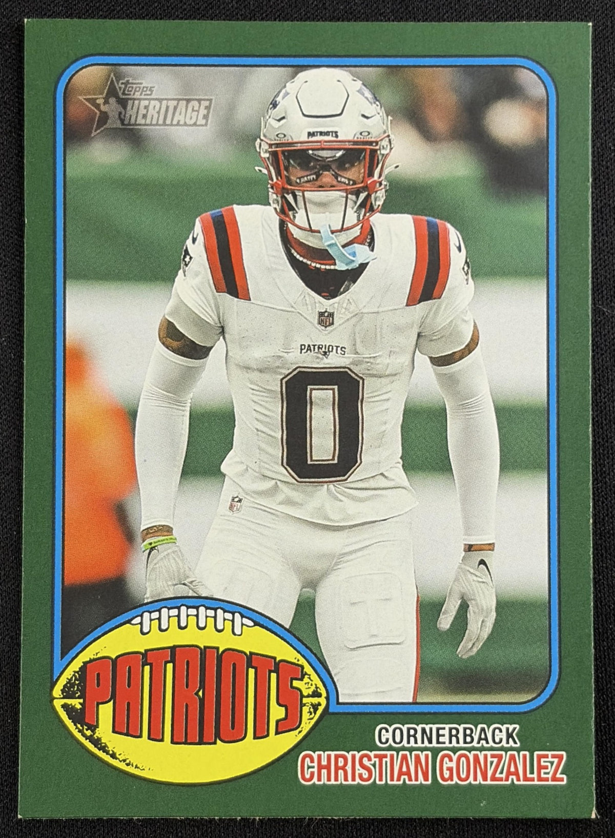 Christian Gonzalez 2026 Topps Heritage Dark Green Border Patriots