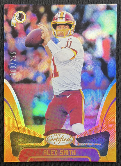 Alex Smith 2018 Panini Certified Mirror Orange /225 Redskins front