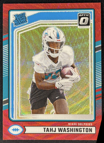 Tahj Washington 2024 Panini Donruss Optic Rated Rookie Preview Red Wave Dolphins