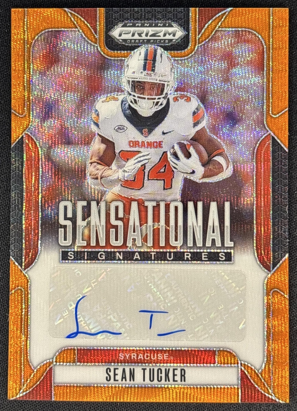 Sean Tucker 2025 Panini Prizm Draft Picks Sensational Signatures Orange Wave /75