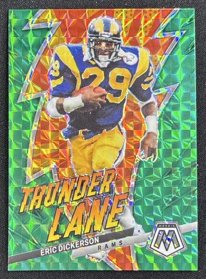 Eric Dickerson 2023 Panini Mosaic Thunder Lane Mosaic Green Rams