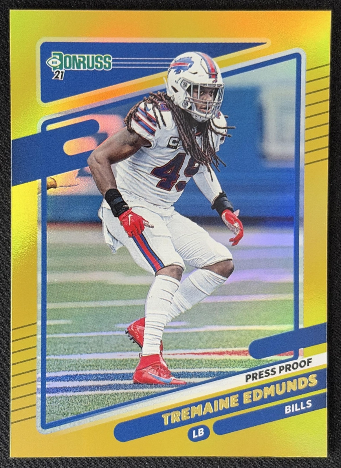 Tremaine Edmunds 2021 Panini Donruss Press Proof Premium Bills - Buffalo Bills